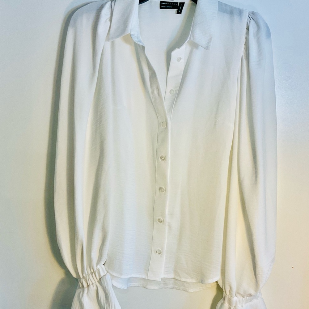 ASOS White Button Down Long Sleeve Blouse Small